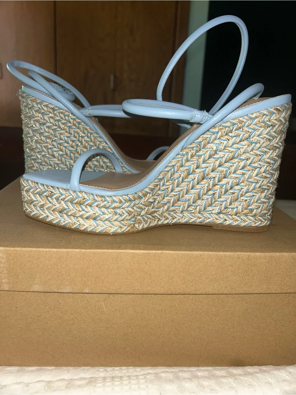 Steve Madden Light Blue Braided Espadrille Wedge Sandals